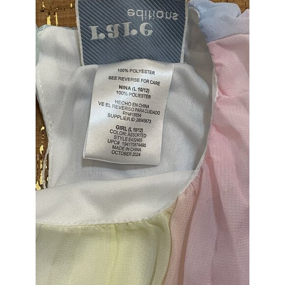 Rare Editions Girls Pastel Rainbow Pleated Dress Flutter Sleeves, Large (10/12) - Picture 7 of 9